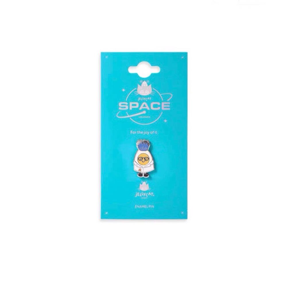 NWT Jellycat official Space Amuseables Boiled Egg Scientist enamel pin badge